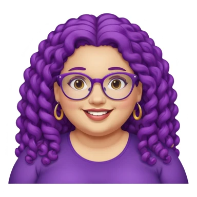  glassess and purple curly long haired fat girl earrings beautiful sticker