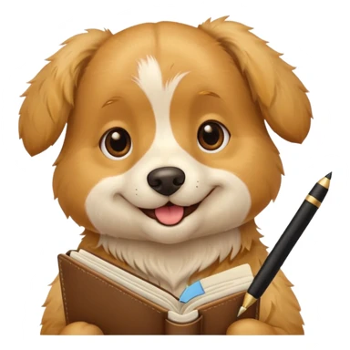 funny full dog with diary and pen sticker
