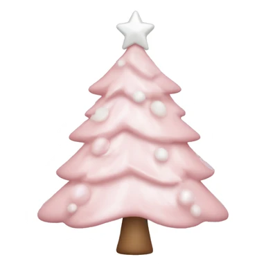 Pastel Pink Christmas tree with white ornaments, and white ribbon sticker