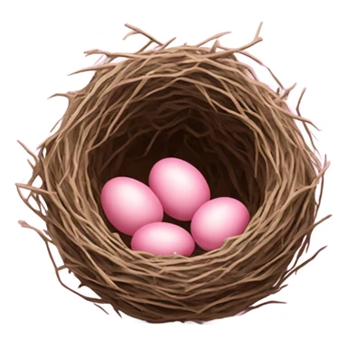 Pink birds nest with eggs sticker