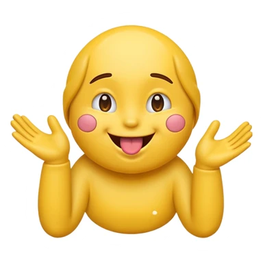 Emoji with tongue out and hands at side like an in it motion sticker