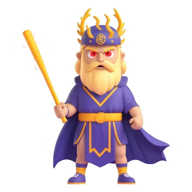 a baseball god with glowing eyes, summoning lightning, in a jersey and toga, bat raised sticker