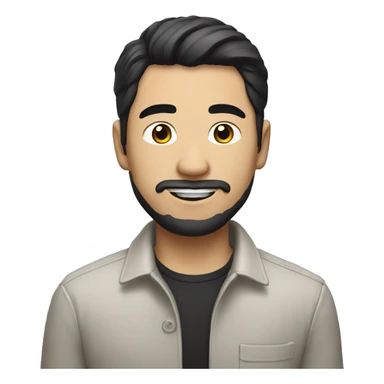 white asian looking man with black hair and dressed in smart casual, he has a little bit of beard sticker