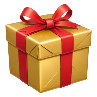 present with gold wrapping and red ribbon sticker