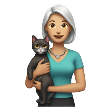 mom with cat around her neck sticker