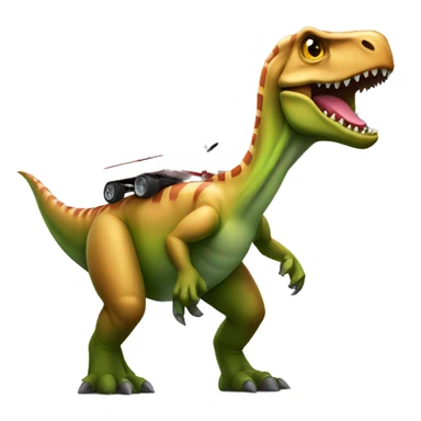 Dino wearing a mechanic sticker