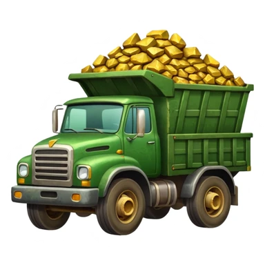 green truck with gold ore sticker