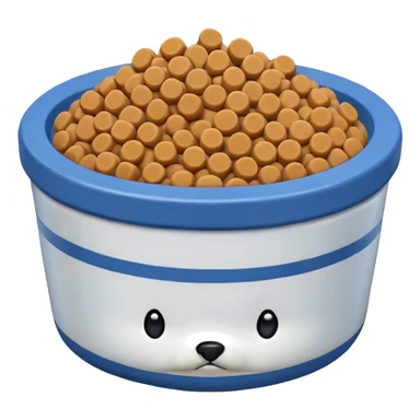 Cute pixel art pet food bowl with white kibble piled on top of it sticker