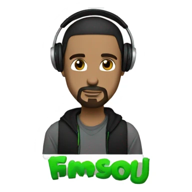 cool guy blue eyes brown hair headphones black goatee green backward snapback sticker