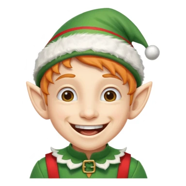 duende navideño con una sonrisa amplia y brackets en los dientes sticker
