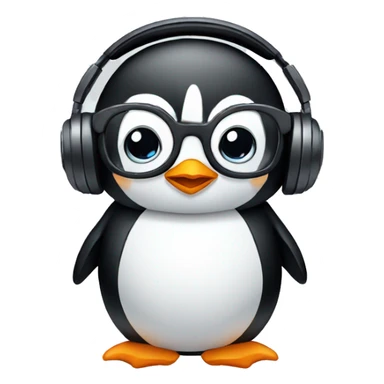 A cute penguin with glasses and a headset  sticker