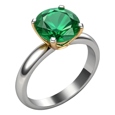 wedding ring with a emerald green stone sticker
