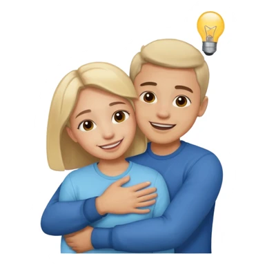 Texte ´Gros câlin’, en dessous un homme fait un câlin à sa sœur.  sticker