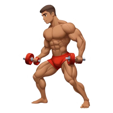 side-view bodybuilder dumbbell lunges sticker