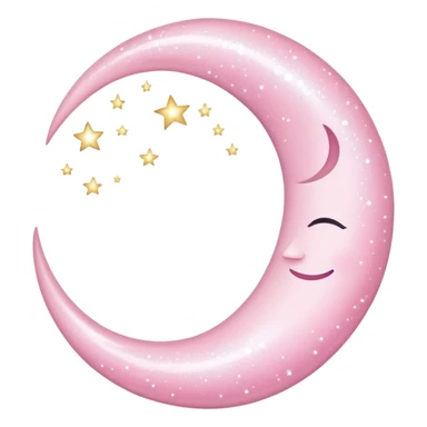 shimmering light pink crescent moon with sparkles sticker