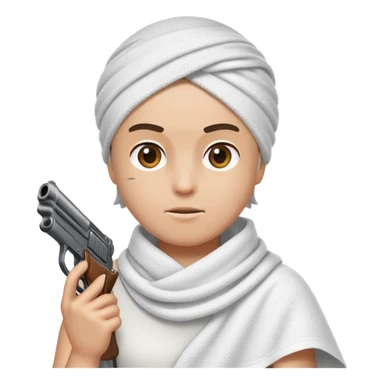 Terrorist head towel holding gun sticker