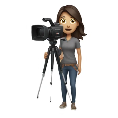 Brunette Woman with video camera sticker