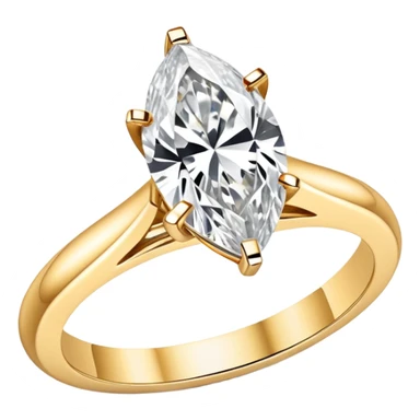 big solitaire marquise diamond gold engagement ring sticker