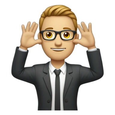 HR-manager shows the cross with his hands sticker