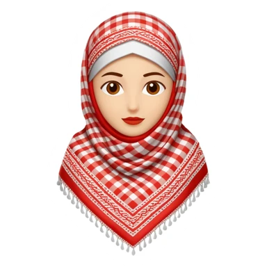 Make a red-and-white patterned keffiyeh emoji with symbolic lines and shapes could represent culture and tradition. sticker