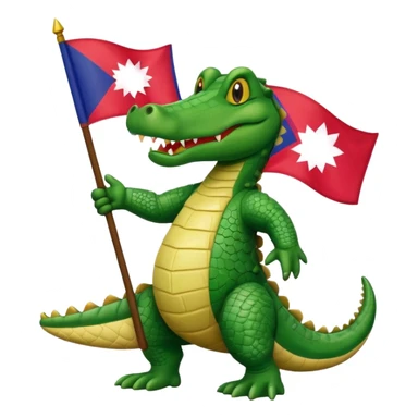 an alligator with the flag of Nepal in his right hand sticker
