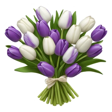 white and purple tulip bouquet  sticker