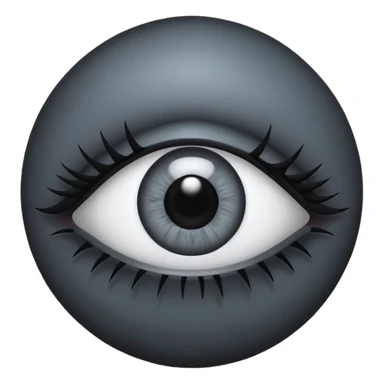 Minimal emoji, gothic futuristic eye, cold grey sclera, the pupil is fully replaced by a solid black number 8 eight, occult cyber aesthetic, sharp clean lines, flat emoji design, centered, transparent background sticker