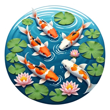 koi and lotus in circle pond sticker