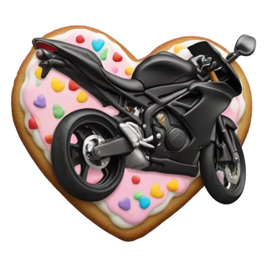 cookie heart with black motorbike  sticker