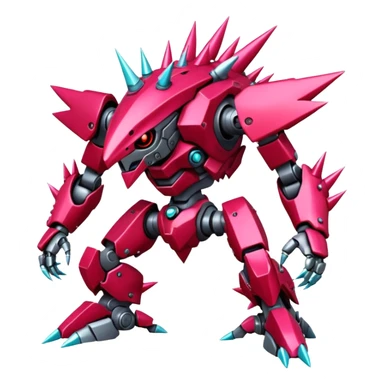 Edgy spiky faulty rue ruby Tropical Futuristic Modern Mecha-Fakémon-hybrid-creature (full body)  sticker