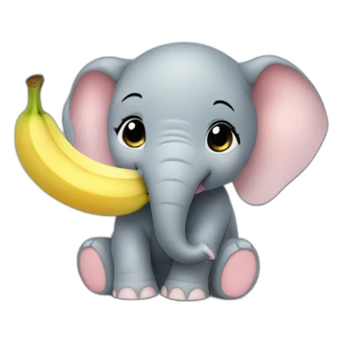 the cute baby elephant eats a banana sticker