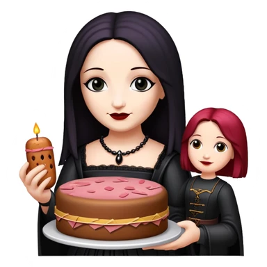goth monalisa holding a SPAM MEAT  birthday cake  sticker