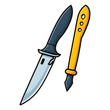 Roblox Murder Mystery logo with playful cartoon look, knife and question mark, sticker style sticker