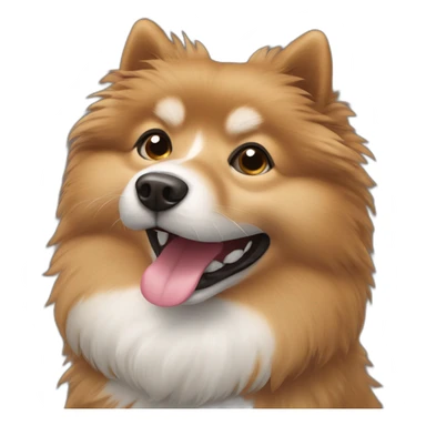 Spitz dog happy face only dark brown color hairy sticker
