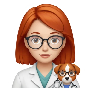 Рыжеволосая девочка в очках ветеринар  sticker