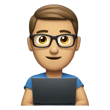 Man with computer sticker