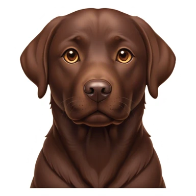 Cinematic Noble Chocolate Labrador Portrait Emoji, Poised and regal, with a robust, muscular build and a rich, glossy chocolate Fur, deep-set soulful brown eyes, Simplified yet sharp and sophisticated features, highly detailed, glowing with a soft, dignified glow, high shine, intelligent and gentle, stylized with an air of confidence, focused and attentive, soft glowing outline, capturing the essence of a watchful and loving companion, so majestic it feels as though it could bound out of the screen with effortless authority! sticker
