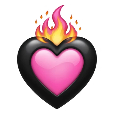 emo black heart with a pink flame sticker