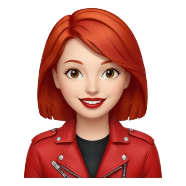 woman with red hair wearing a red moto jacket sticker