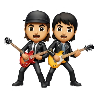Cinematic Realistic AC/DC Pop Culture Emoji, showcasing an electrifying portrayal inspired by the legendary rock band rendered with vivid textures and energetic lighting. sticker