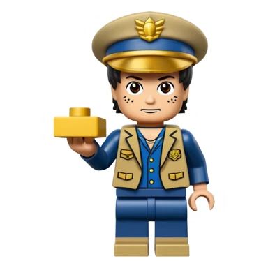 Jotaro Kujo as lego minifigure, full lego figurine view sticker