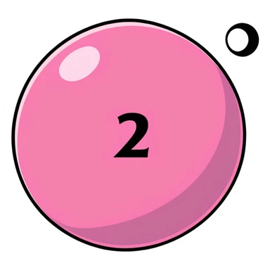 pink billiard ball with the number 23 inside a white circle sticker