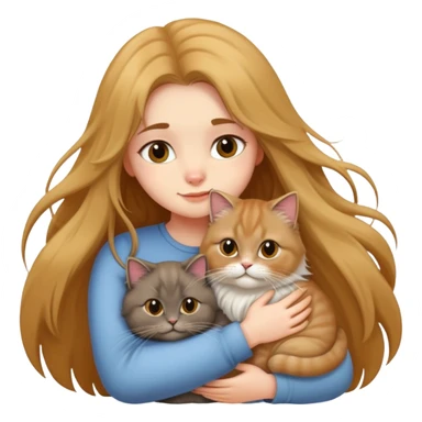 A long-haired girl hugs a British longhair cat tightly sticker