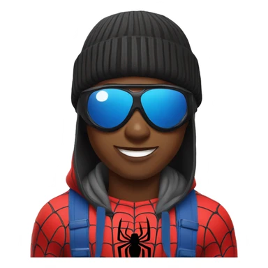 Black boy with spider man beanie with clout-goggles sticker
