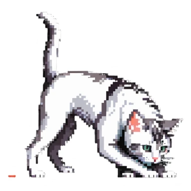 cat in downward dog yoga pose, triangle pose with raised hips sticker