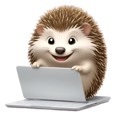 happy cute Hedgehog with a laptop sticker