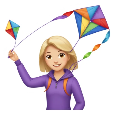 girl with kite,Kite Flyers, big kite. sticker