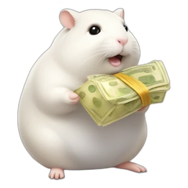 Fat hamster offering pack of money   sticker