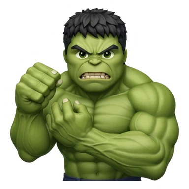 big muscular green cool hulks fist with  4 fingers sticker