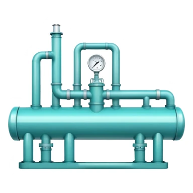 Gas pipeline in cool tones with sky blue, teal green, white, and light gray sticker